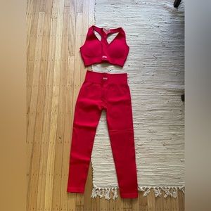 Oh Polly Bo + Tee Red Size Large Sports Bra and Leggings workout set